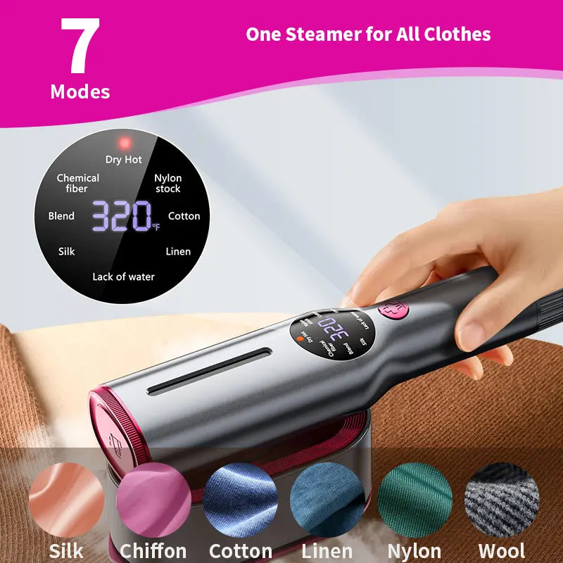 LED display showing fabric modes and 320°F